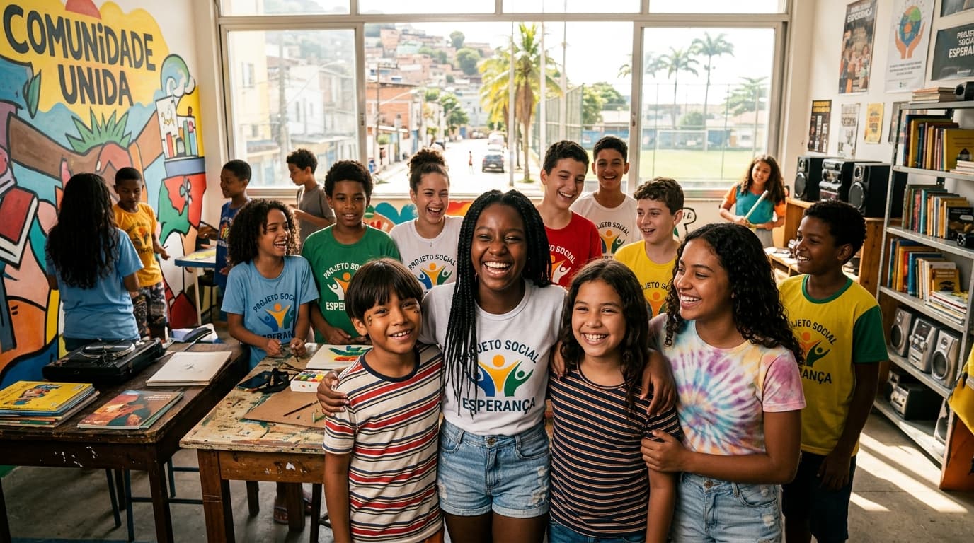Grupo de jovens no projeto Sol Pra Si